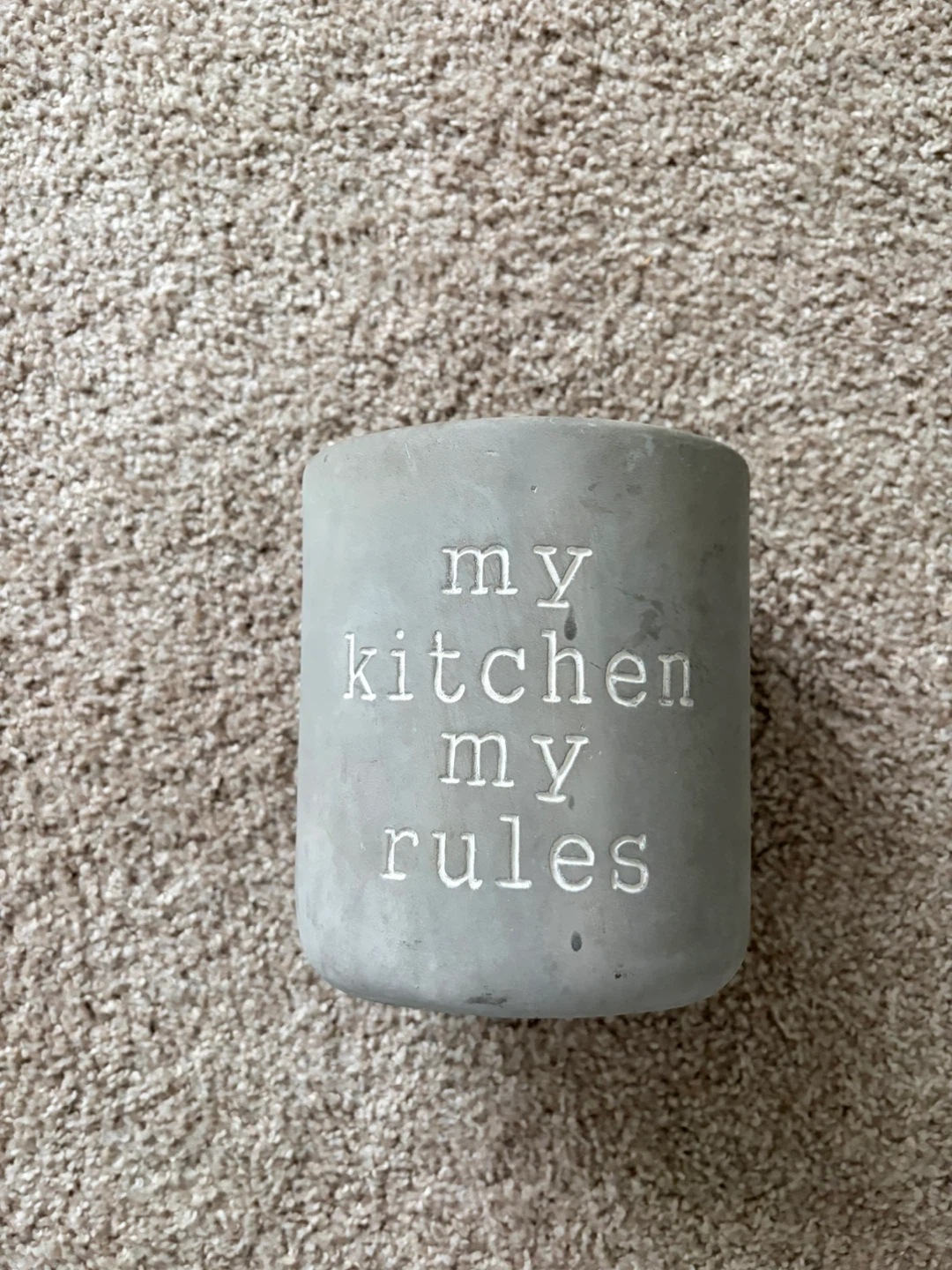 Grey "My Kitchen My Rules" Utensil Holder