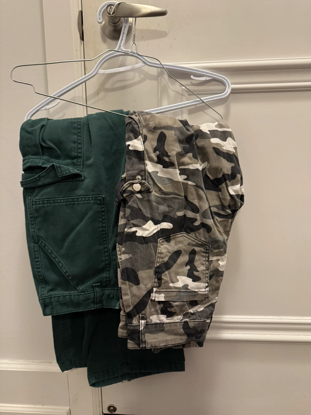 Two Pairs of Cargo Pants - Green and Camo