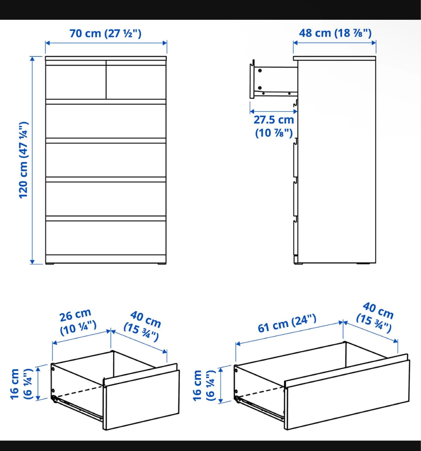 Brown 6 drawer tall dresser - photo 2