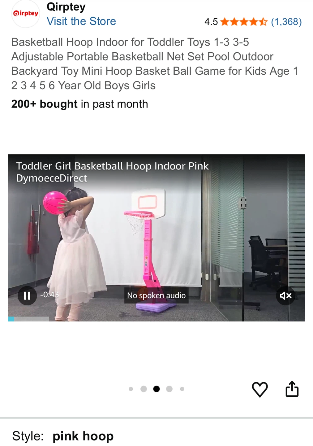 Qirptey Pink Adjustable Basketball Hoop for Toddlers - photo 5