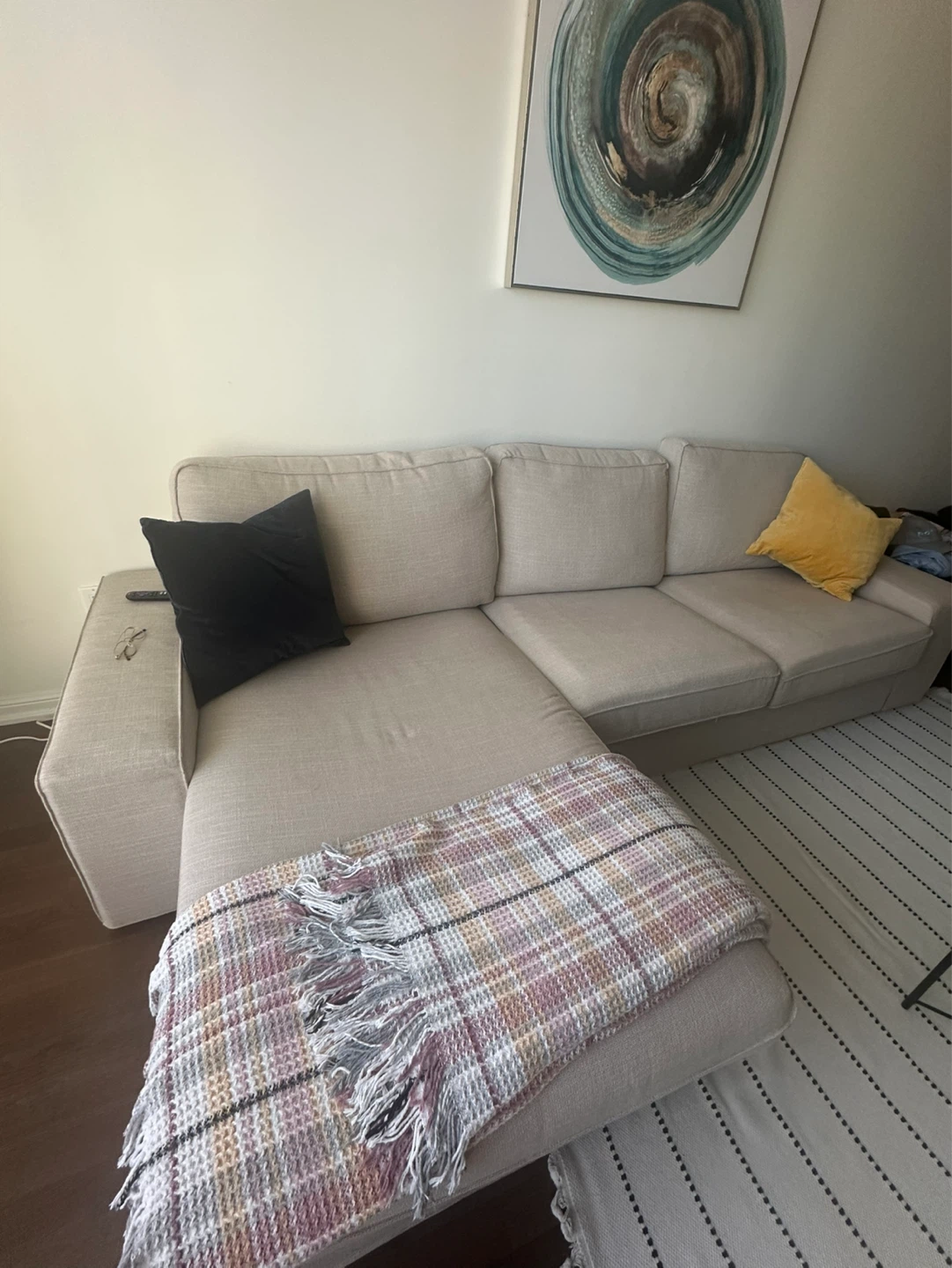IKEA KIVIK Sectional Sofa with Chaise Light Beige - photo 2