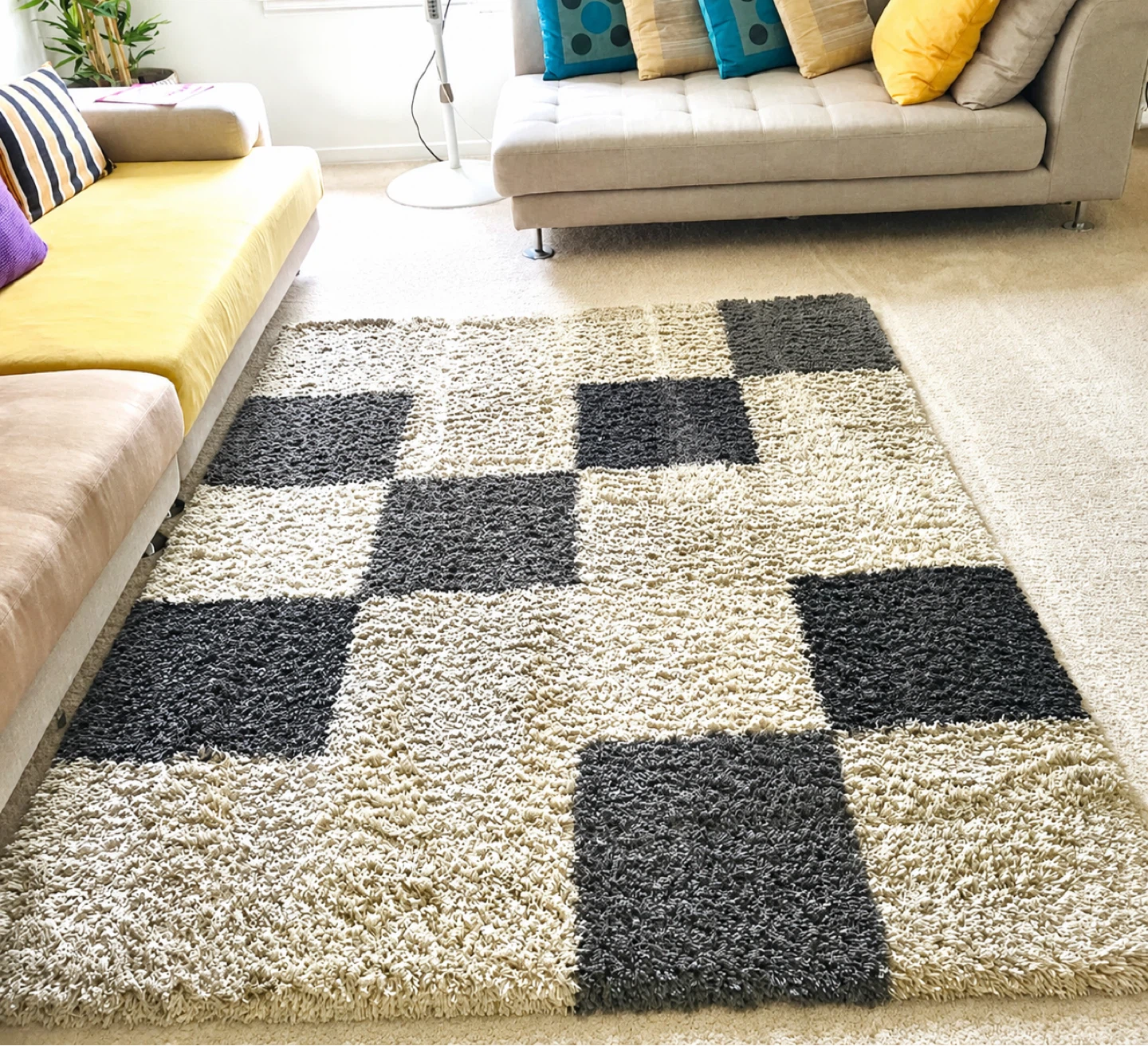 Checkerboard Shag Rug
