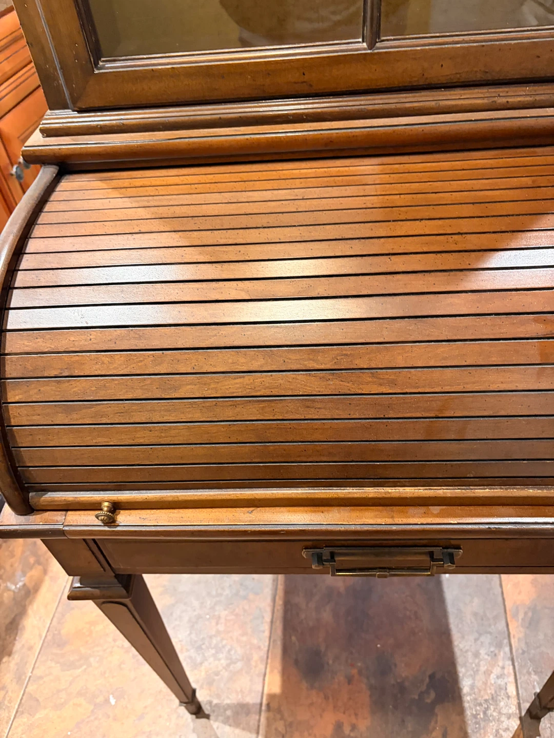 Vintage 1940s American of Chicago Roll Top Secretary Glass Hutch - photo 3