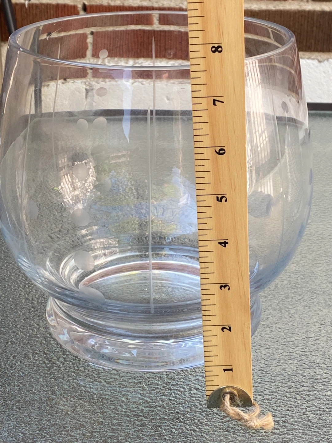 Mikasa Glass Bowl Etched Polka Dot Design 7.5 Inch Tall