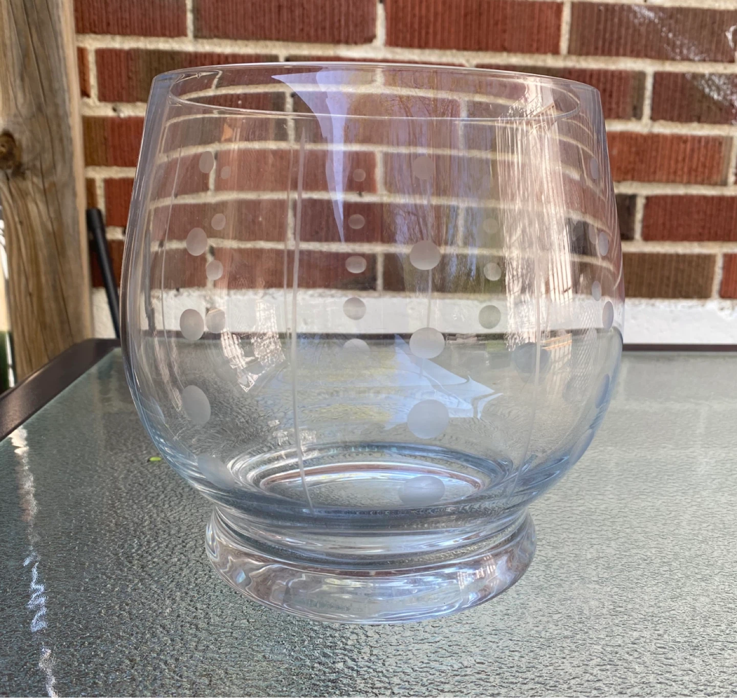 Mikasa Glass Bowl Etched Polka Dot Design 7.5 Inch Tall - photo 2