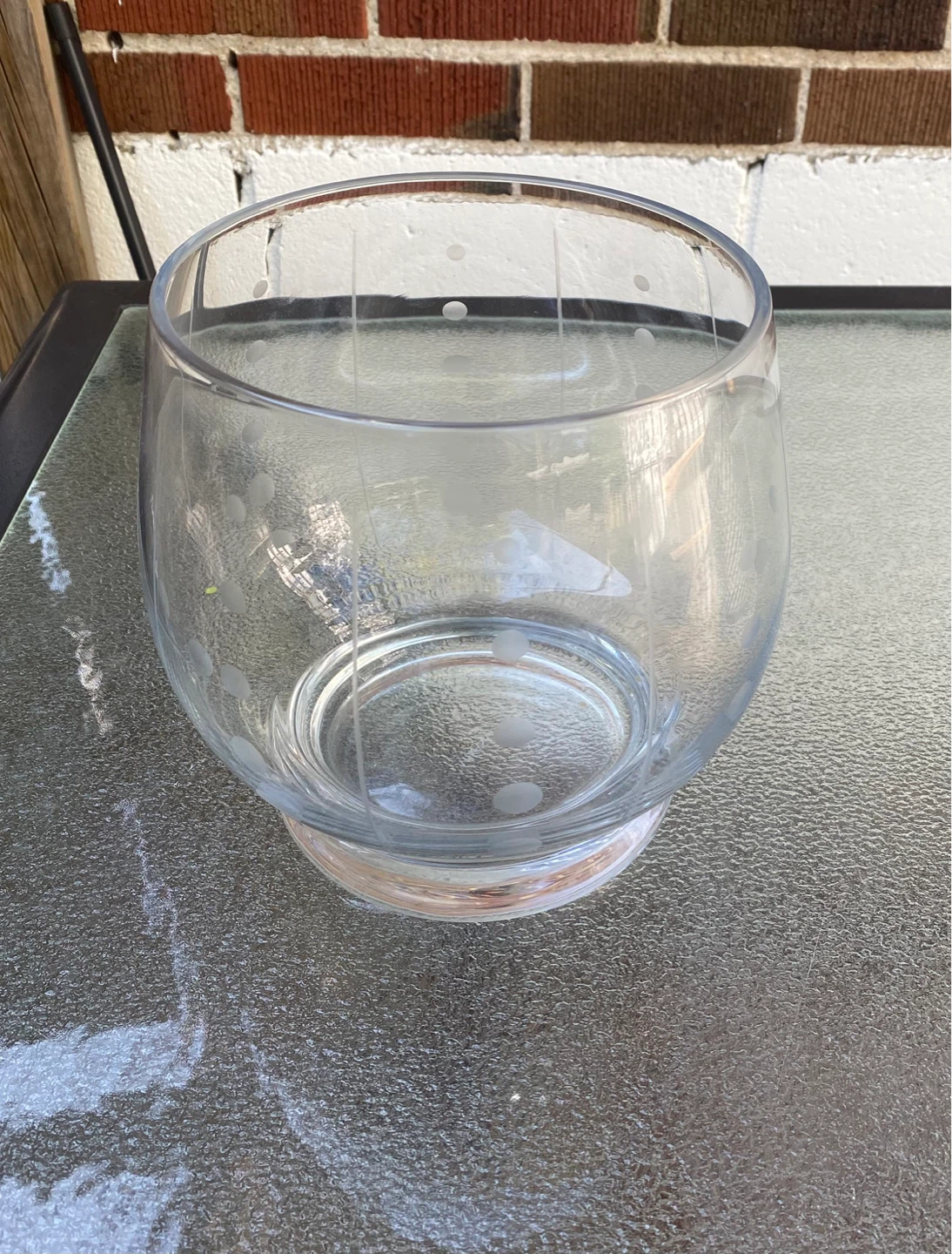 Mikasa Glass Bowl Etched Polka Dot Design 7.5 Inch Tall - photo 3