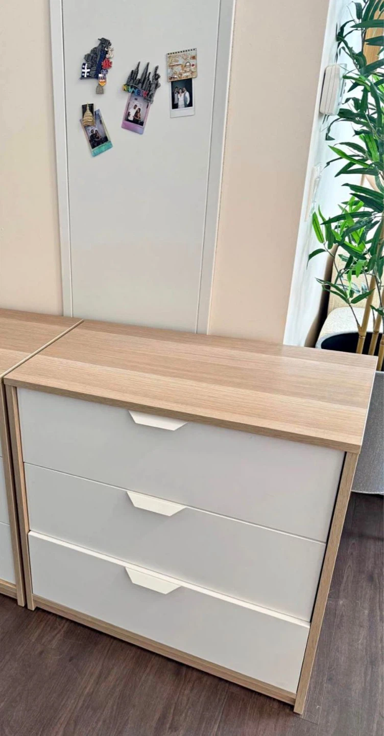 White and Wood Nightstand with Two Drawers - photo 2