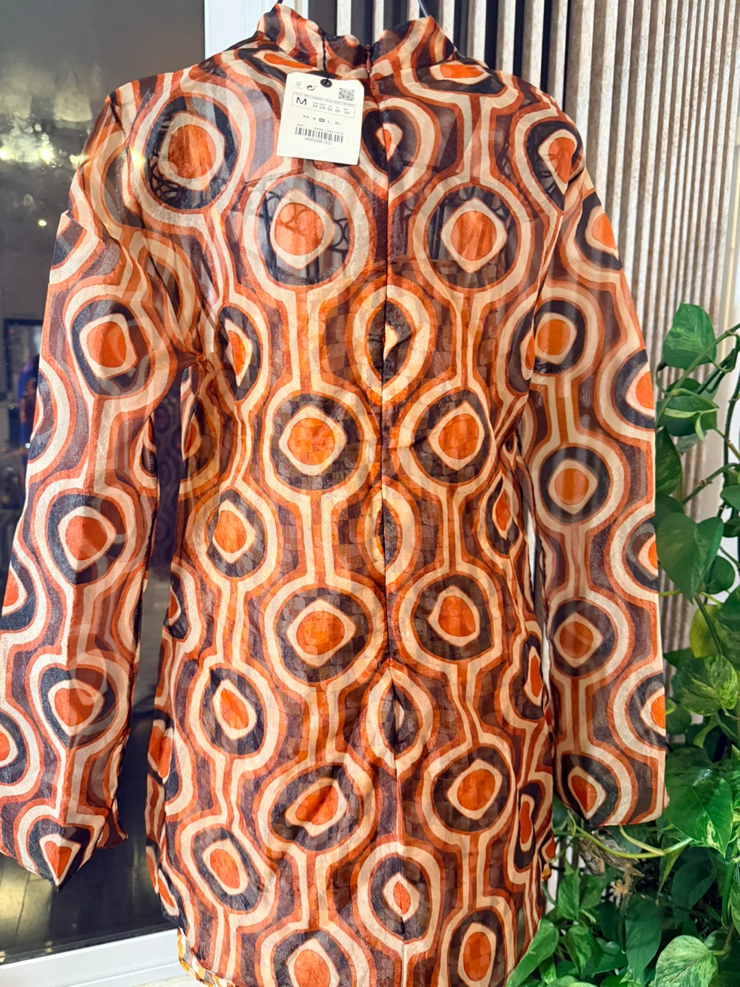 Zara Sheer Geometric Print Dress - photo 2