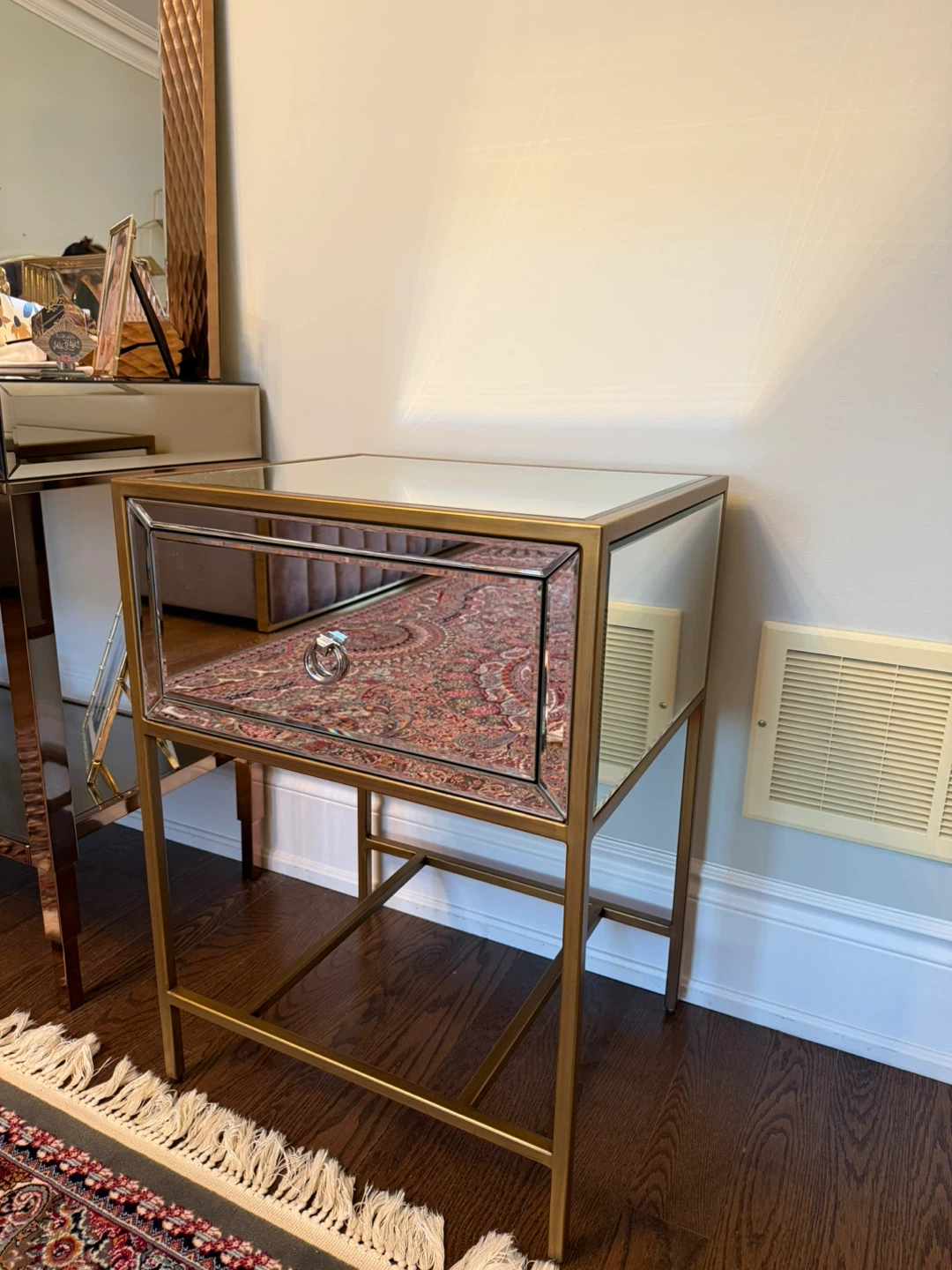 2 Mirrored Accent Table with Drawer
