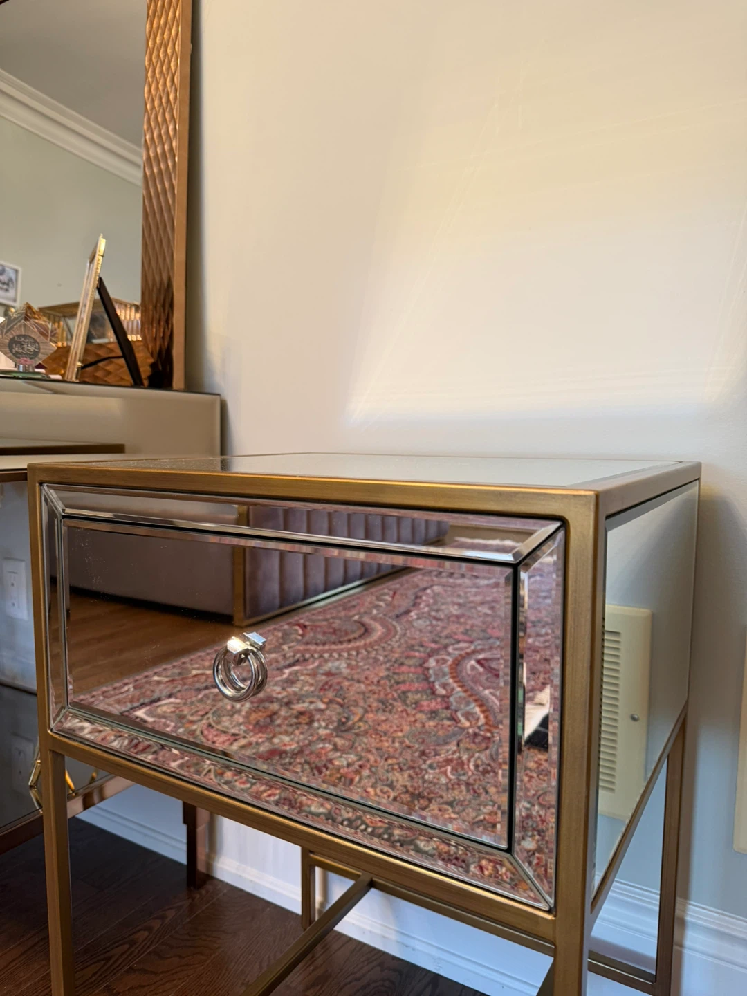 2 Mirrored Accent Table with Drawer - photo 2