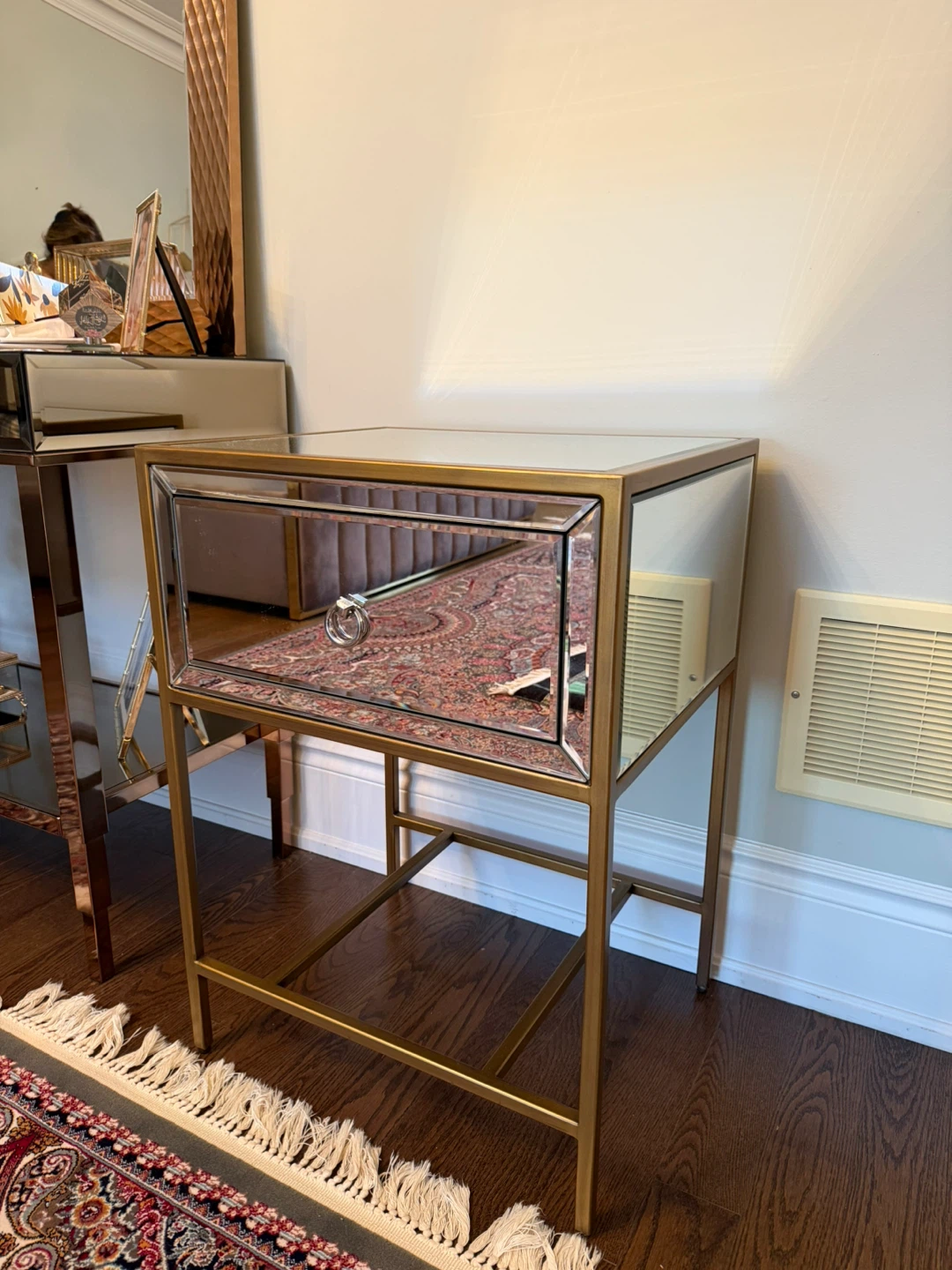 2 Mirrored Accent Table with Drawer - photo 3