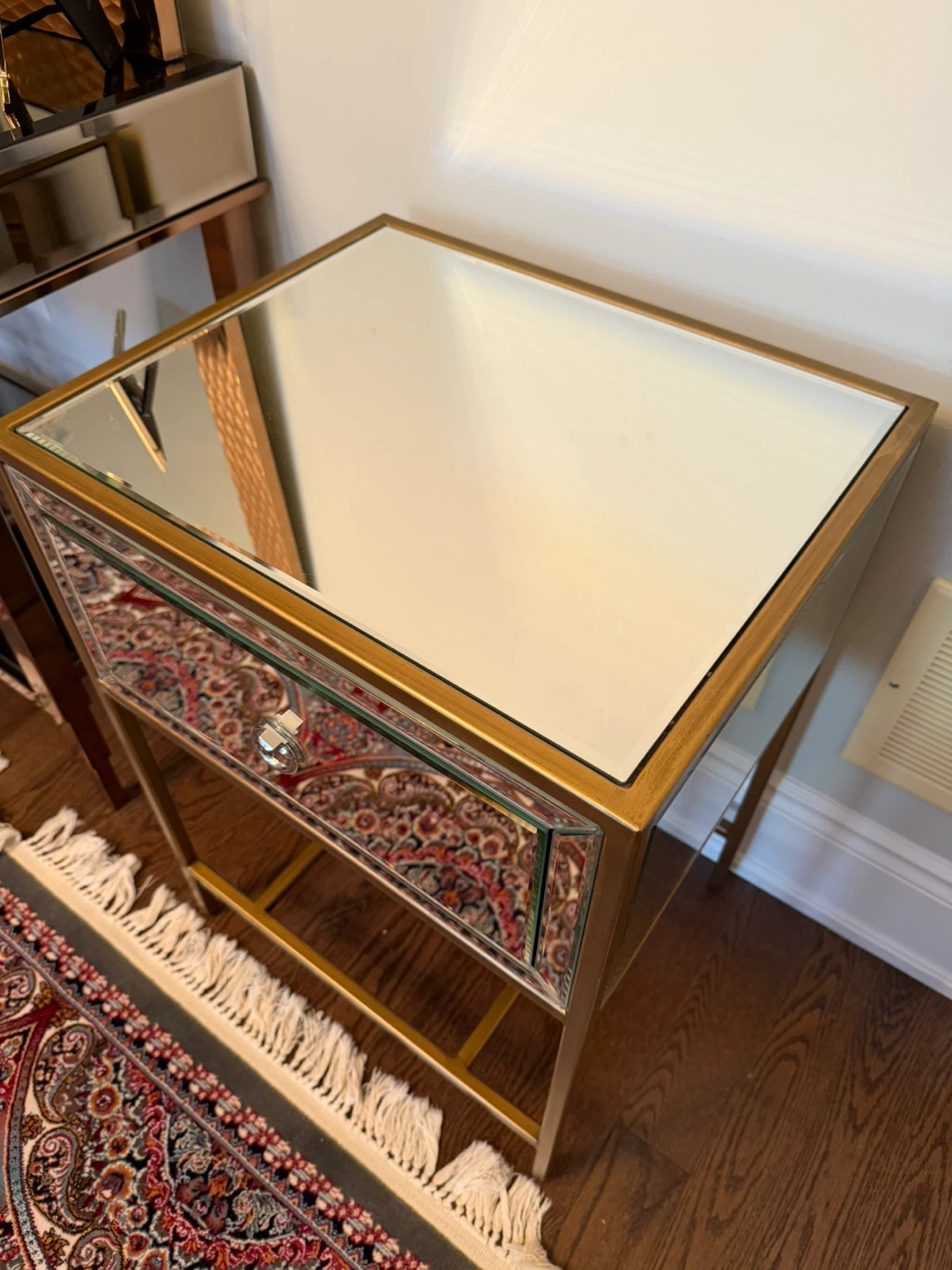 2 Mirrored Accent Table with Drawer - photo 4