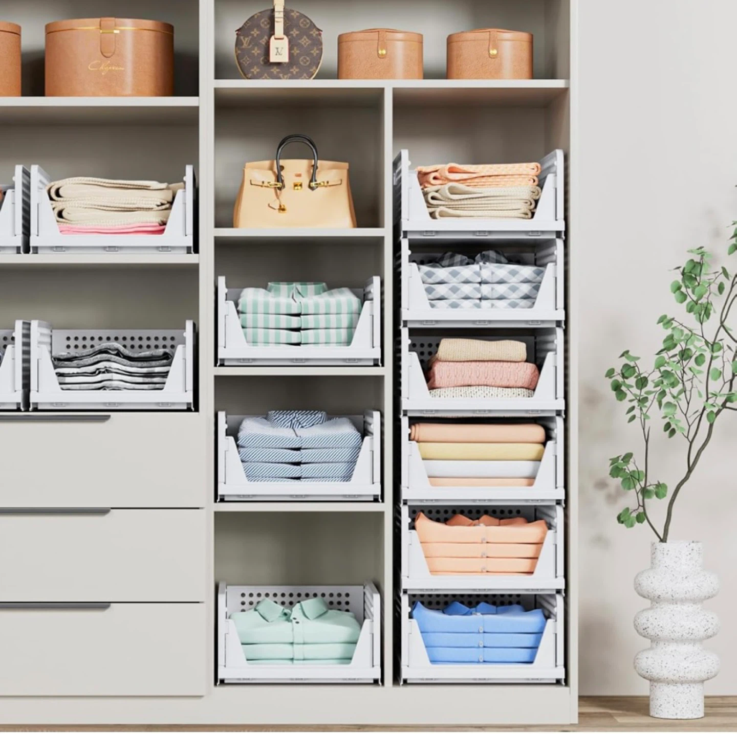 New 5 Pack Stackable Closet Storage Baskets - photo 5