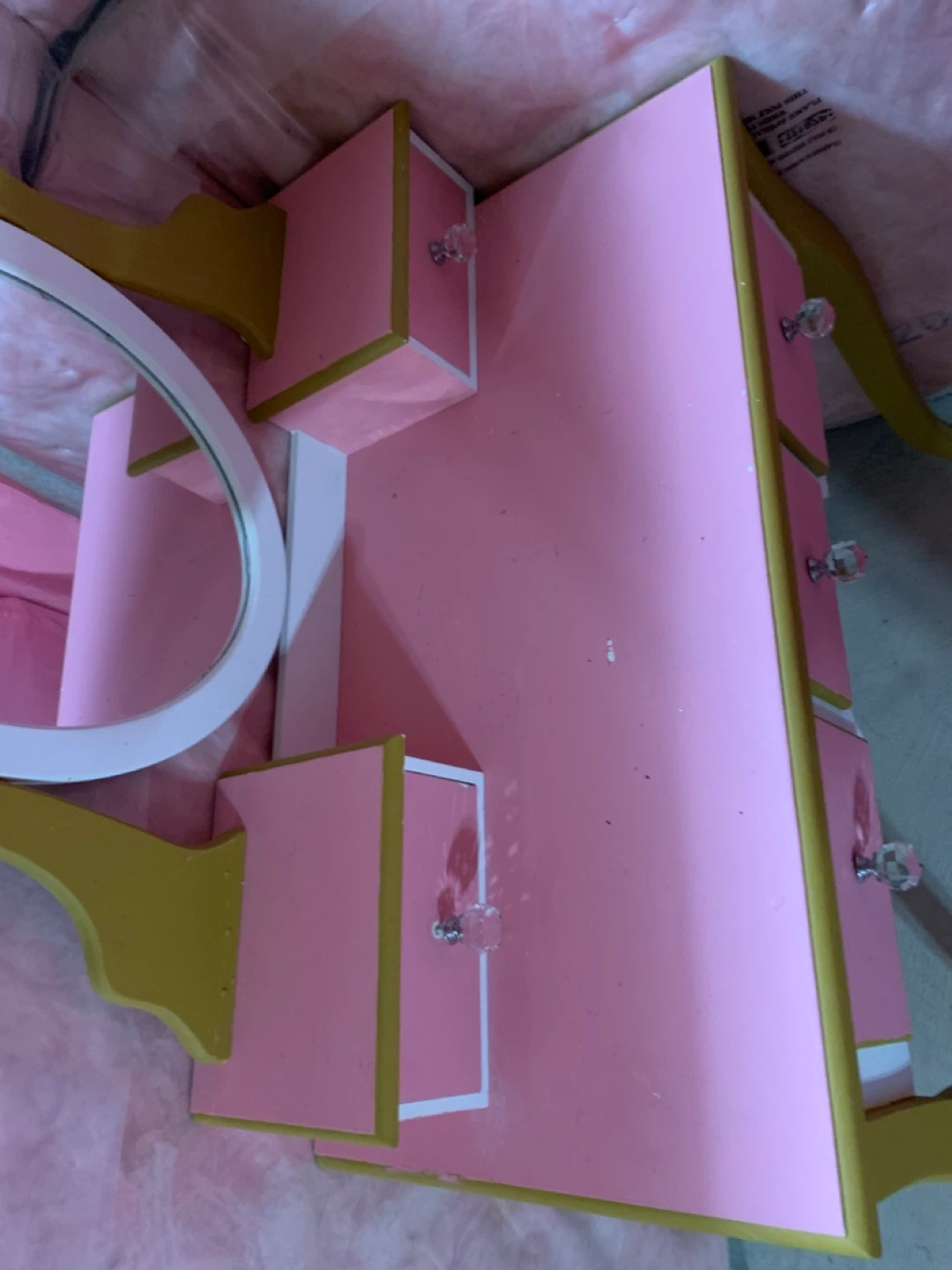 Pink Vanity Table with Mirror and Drawers - photo 2