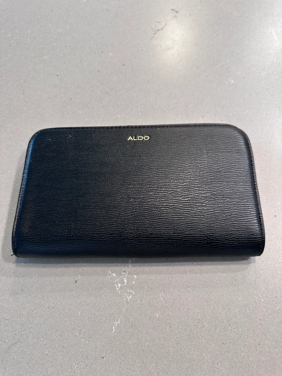 ALDO Black Faux Leather Zip Around Wallet