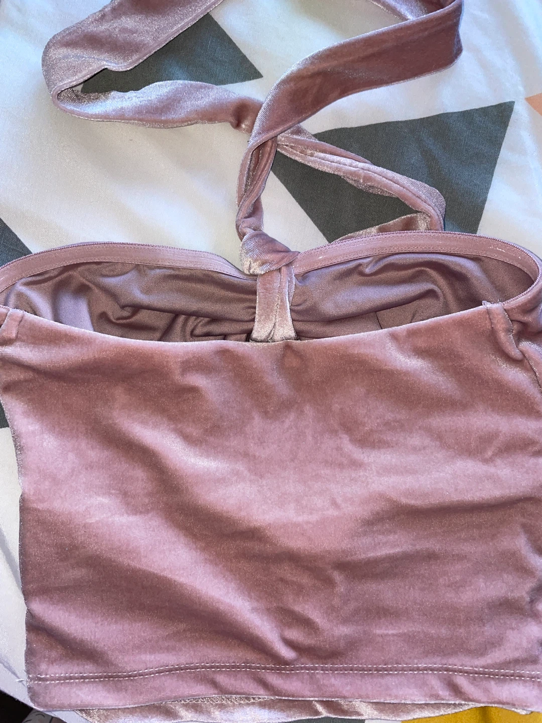 Dynamite Pink Velvet Halter Top - TP/XS - photo 2