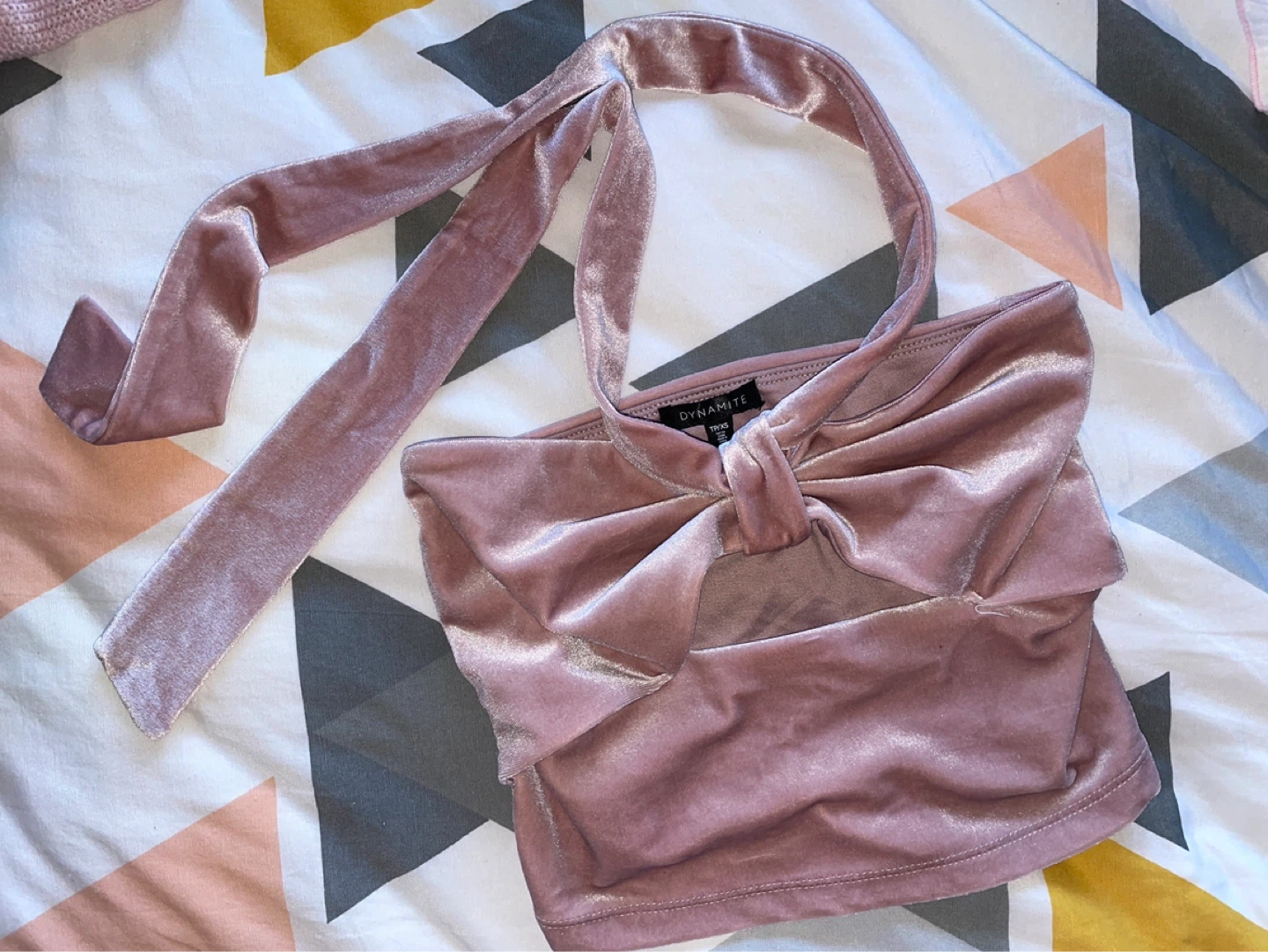 Dynamite Pink Velvet Halter Top - TP/XS