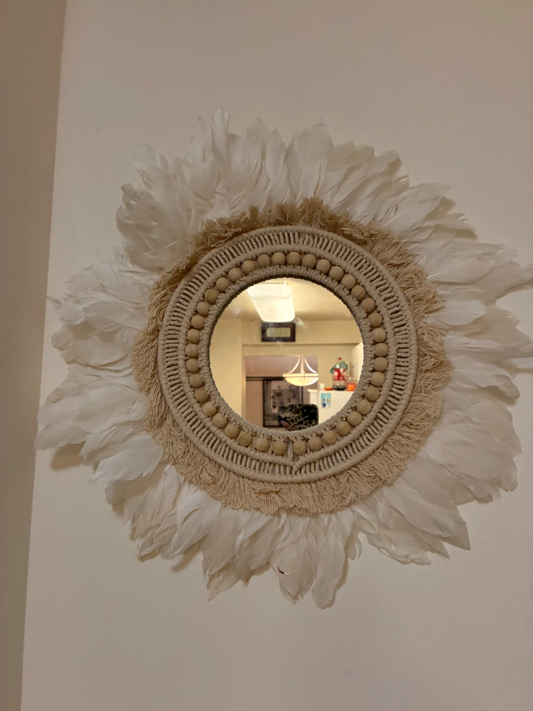 Boho Feather Macrame Wall Mirror - photo 3