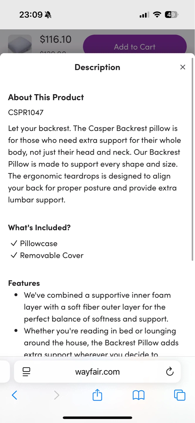 Casper Backrest Pillow - photo 3