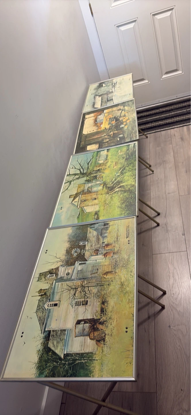 Set of 4 Vintage Farm Scene TV Trays - photo 4