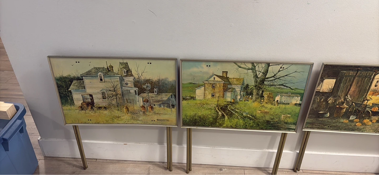 Set of 4 Vintage Farm Scene TV Trays - photo 2
