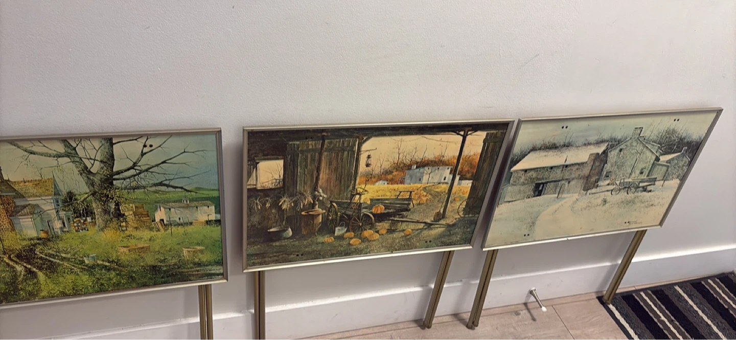 Set of 4 Vintage Farm Scene TV Trays - photo 3