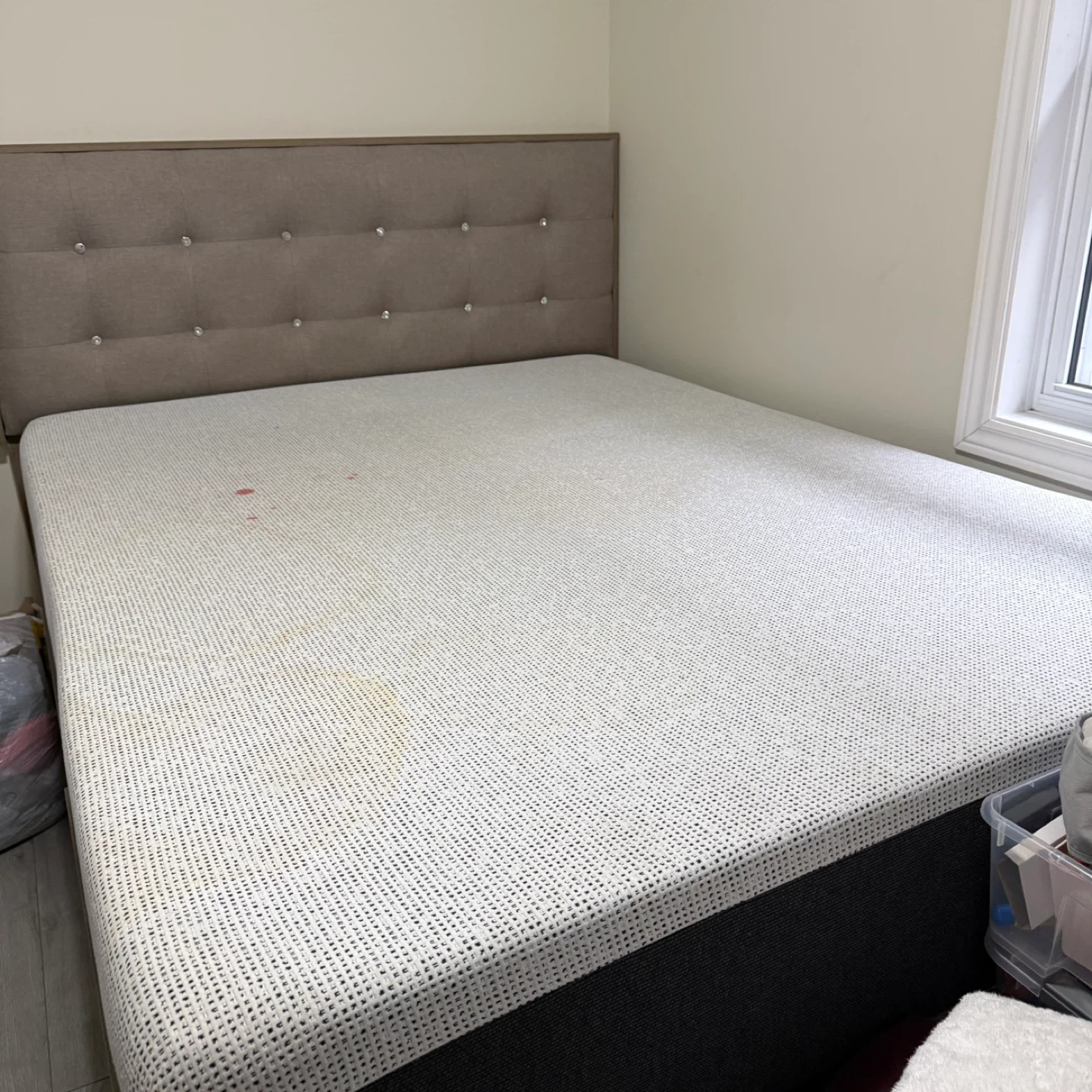 Storage bed frame with headboard