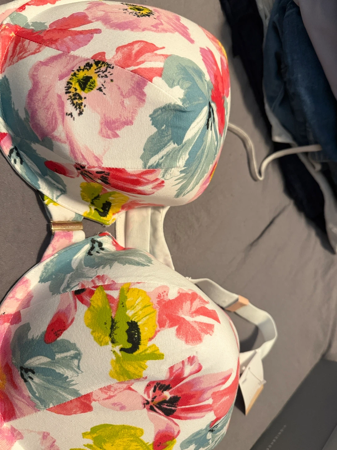 Floral Print Push-Up Bra 42DDD