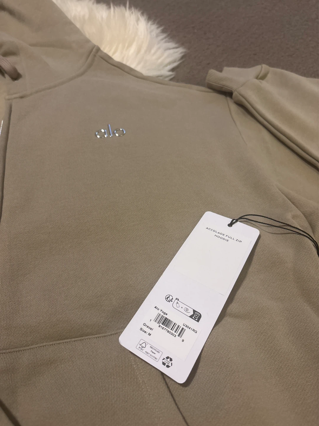 Alo Yoga Accolade Full Zip Hoodie - Size M - Gravel - photo 2
