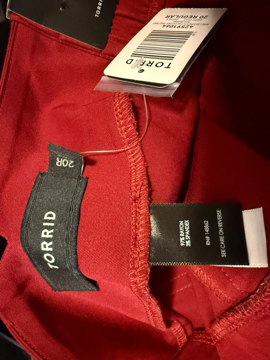 Torrid Red Wide Leg Stretch Challis High-Rise Pants - Size 20R - photo 4
