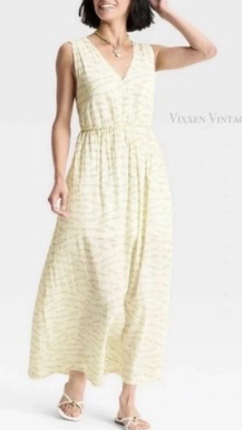 A New Day Cream Print Maxi Dress with Fish Pattern - Size M - photo 5