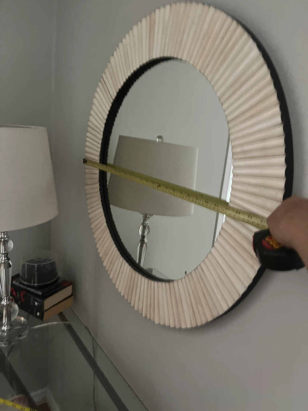 Round Decorative Wall Mirror with Textured Frame - photo 3