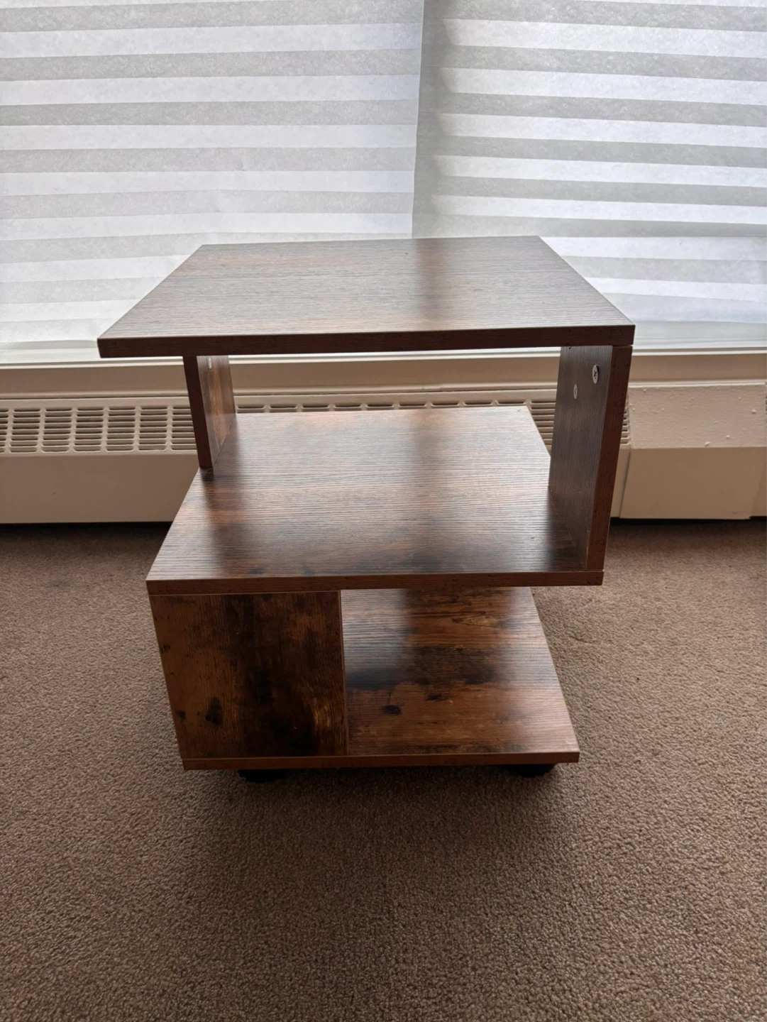 Wood-look Side Table with Wheels - photo 3