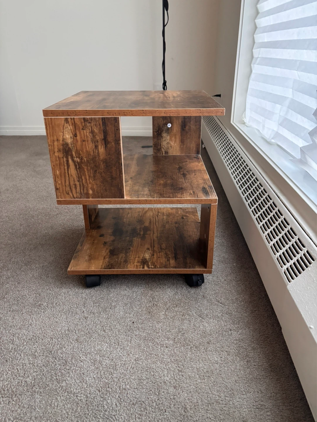 Wood-look Side Table with Wheels