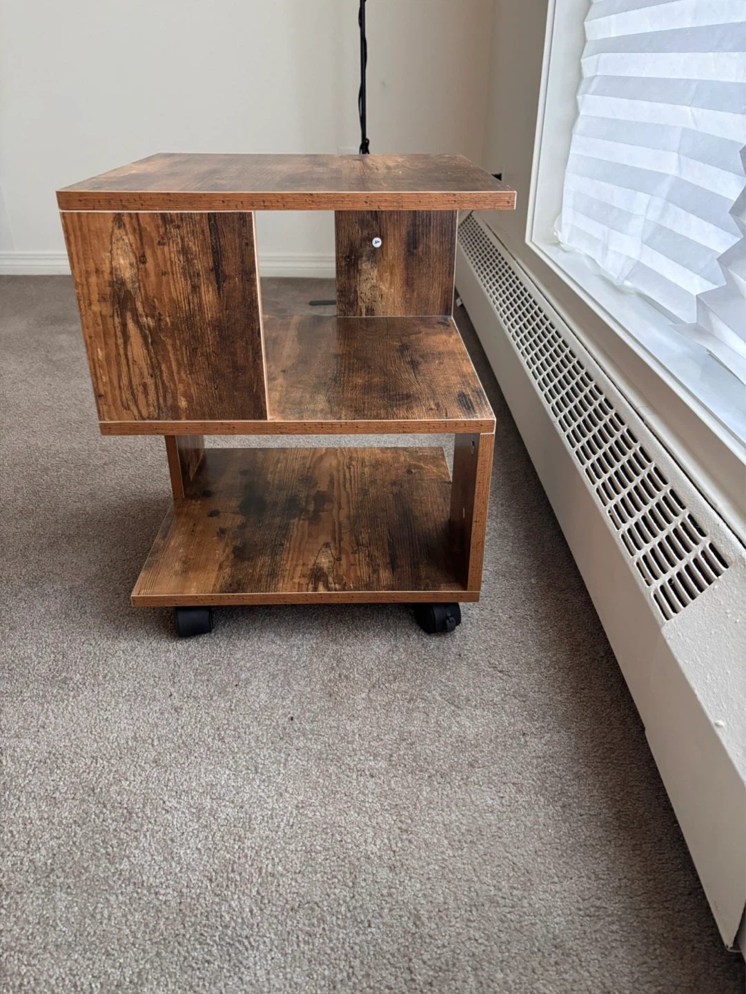 Wood-look Side Table with Wheels - photo 2
