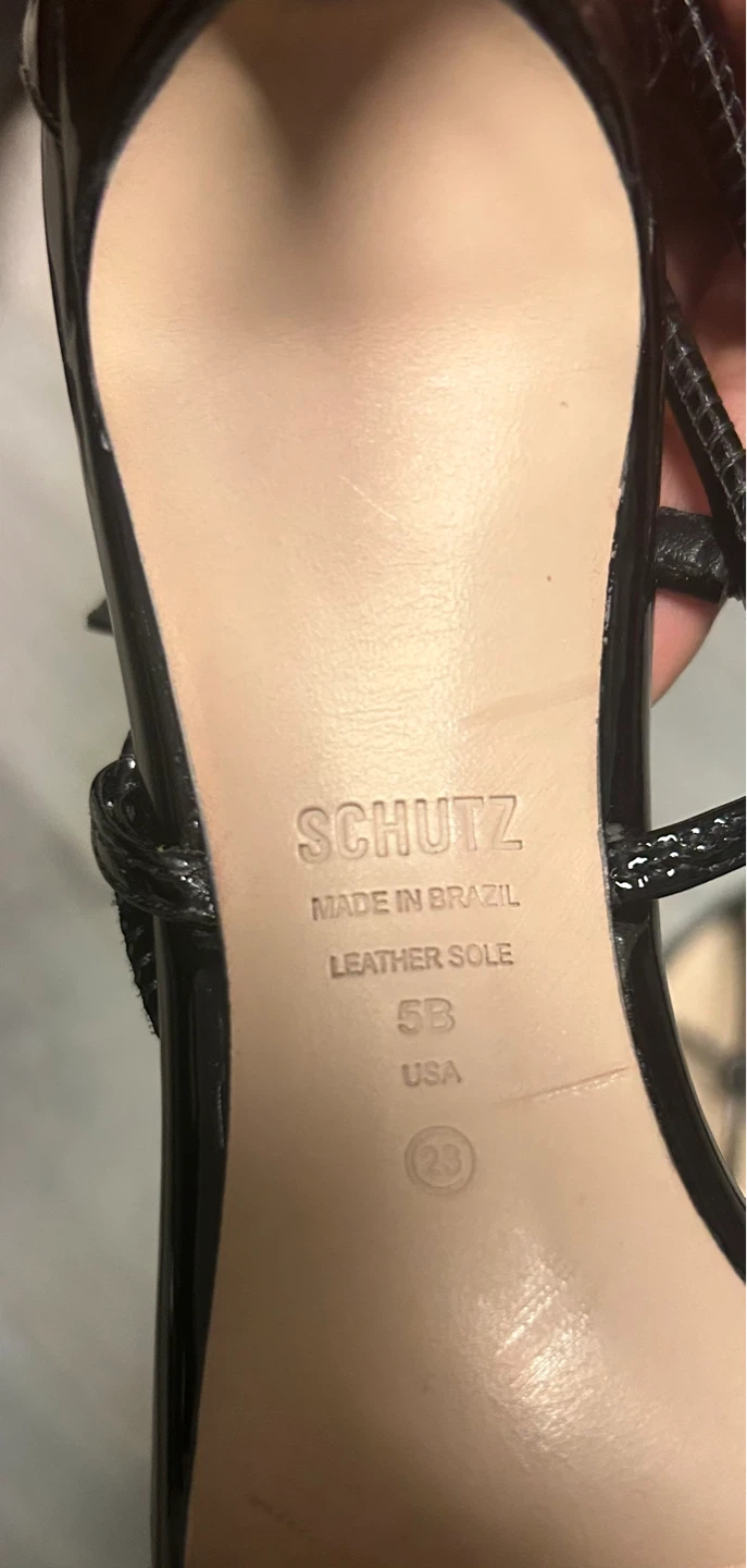 SCHUTZ Black Patent Leather Stiletto Sandals Size 5 - photo 3