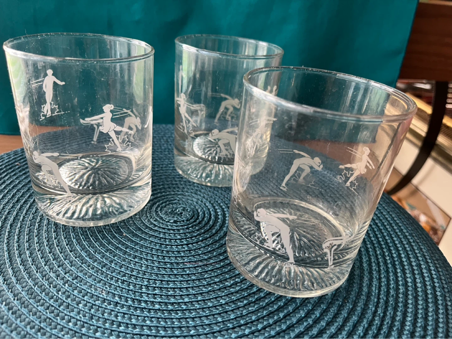 Vintage Winter Olympic Lowball Glasses, set of three