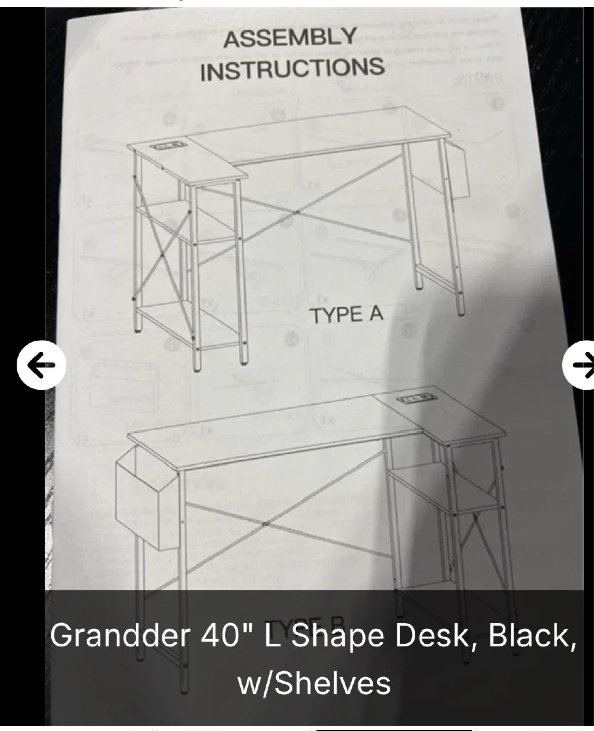 Grandder 40" L Shape Desk with Shelves - Black - photo 3