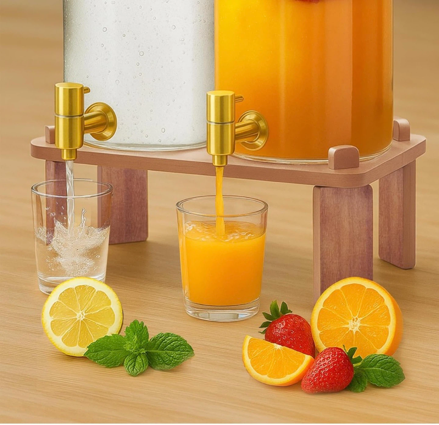 2PCS Glass Drink Dispenser 1.5 Gallon with Wood Stand - photo 4