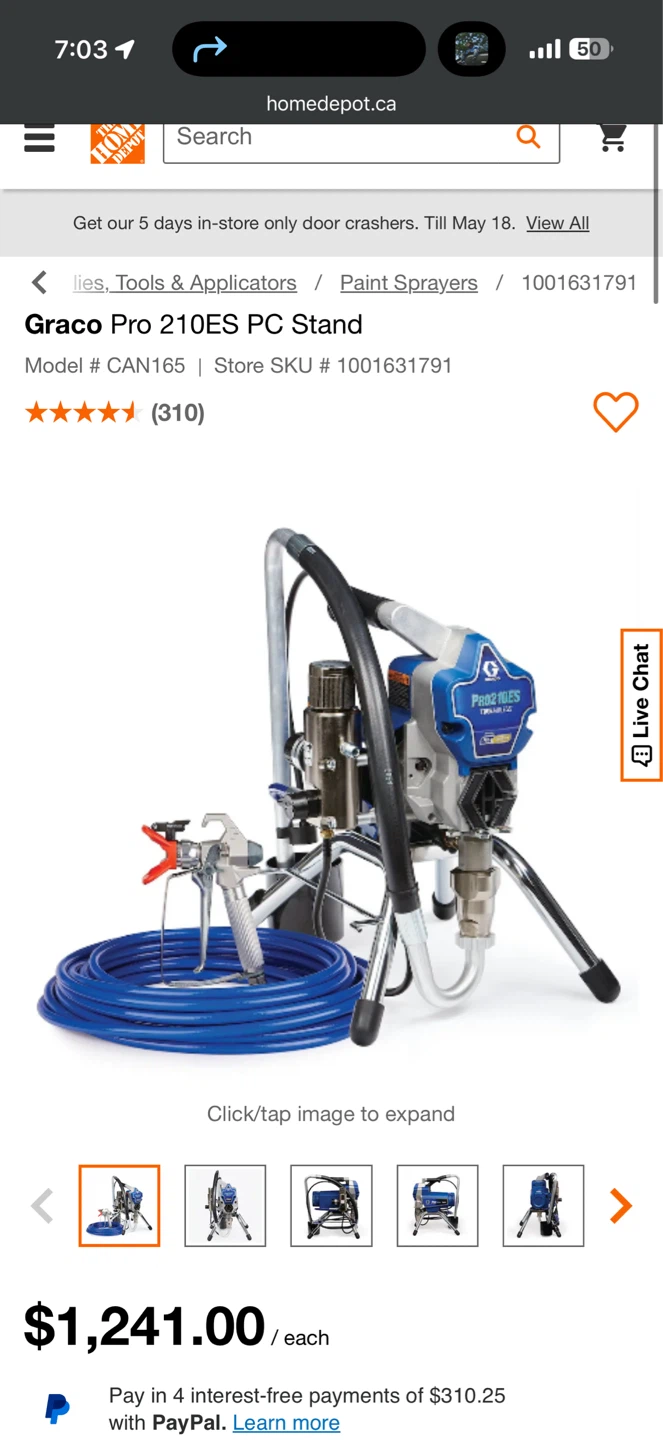 Graco Pro 210ES PC Stand Airless Paint Sprayer