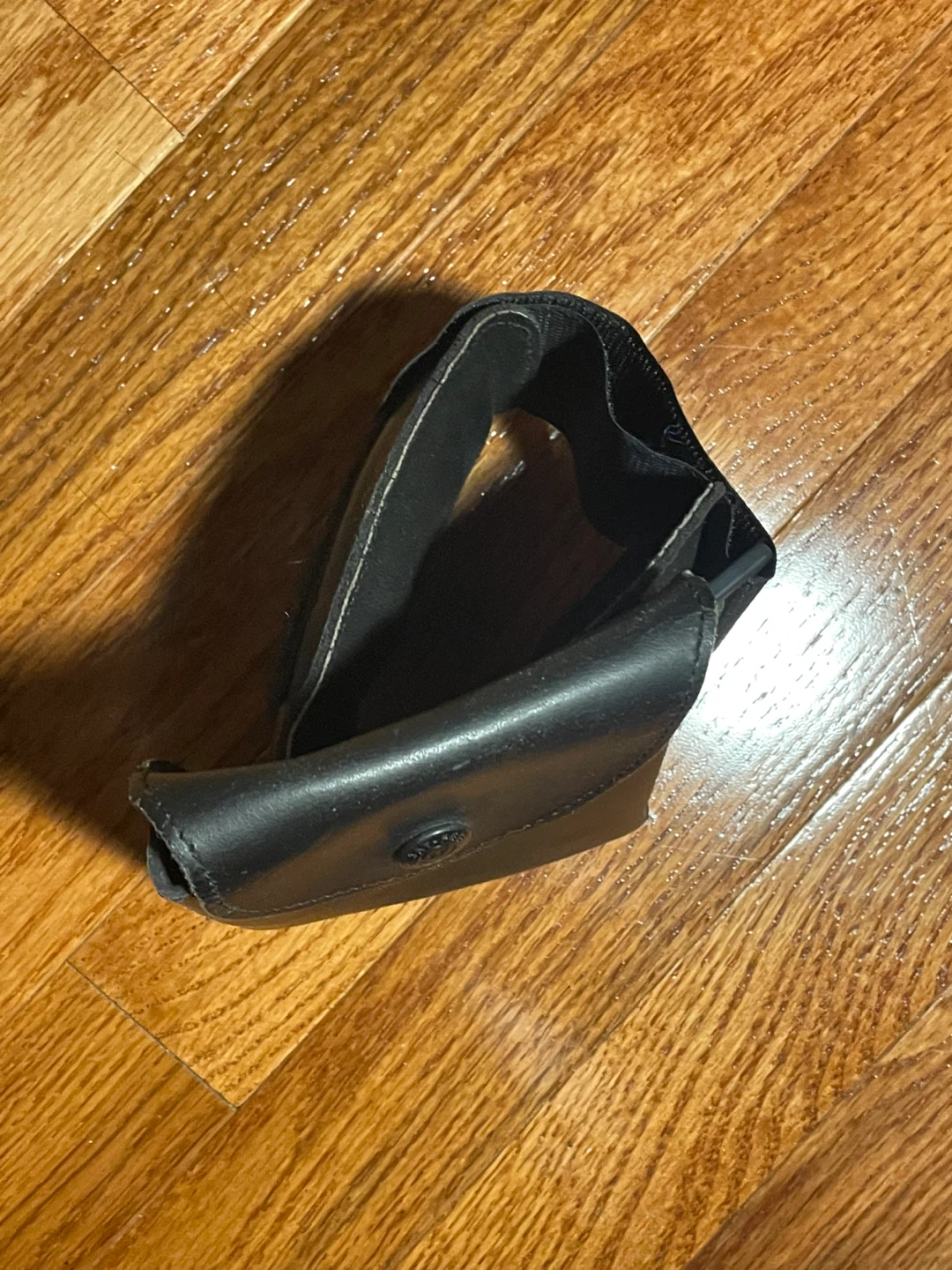 Black Leather Pouch with Belt Strap