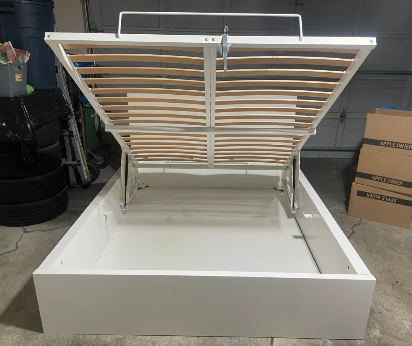 IKEA White Queen Size Malm Pull Up Storage Lift Bed - photo 3