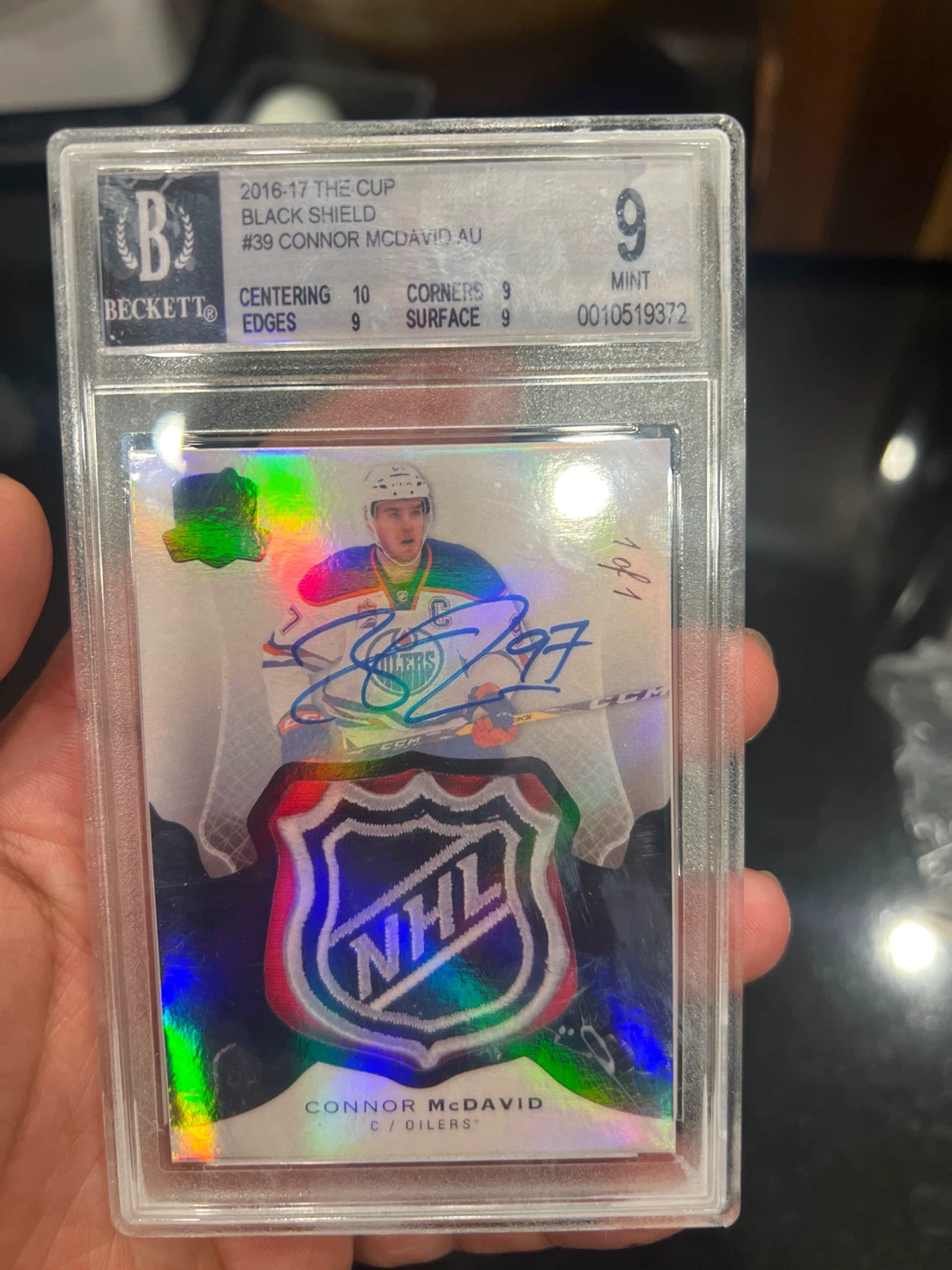 2016-17 The Cup Connor McDavid AU Black Shield Card