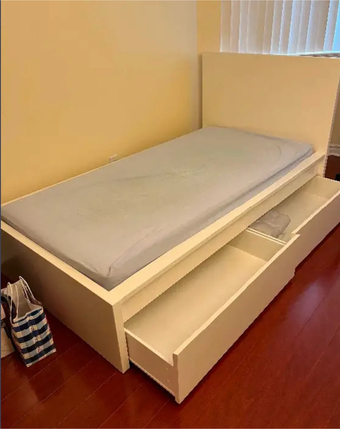Twin Size IKEA Malm Bed Frame with 2 Drawers and Mattress - photo 2