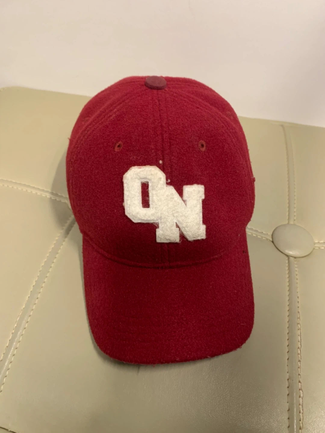 Red Baseball Cap with "ON" Logo
