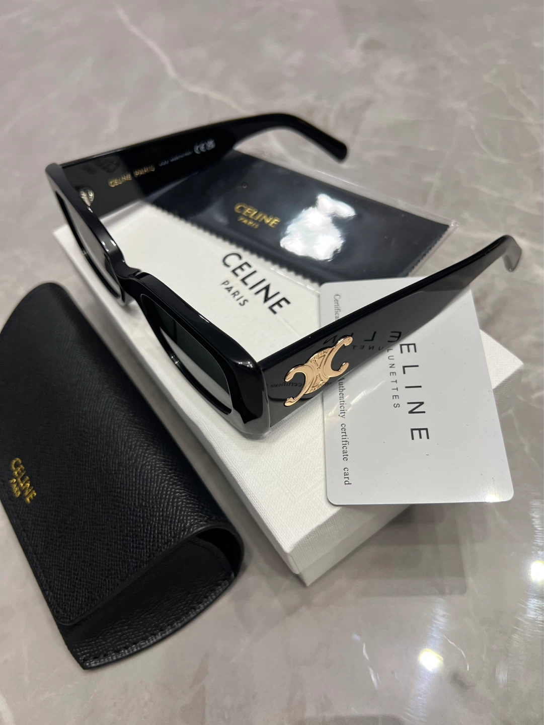 CELINE PARIS Black Acetate Sunglasses - photo 3