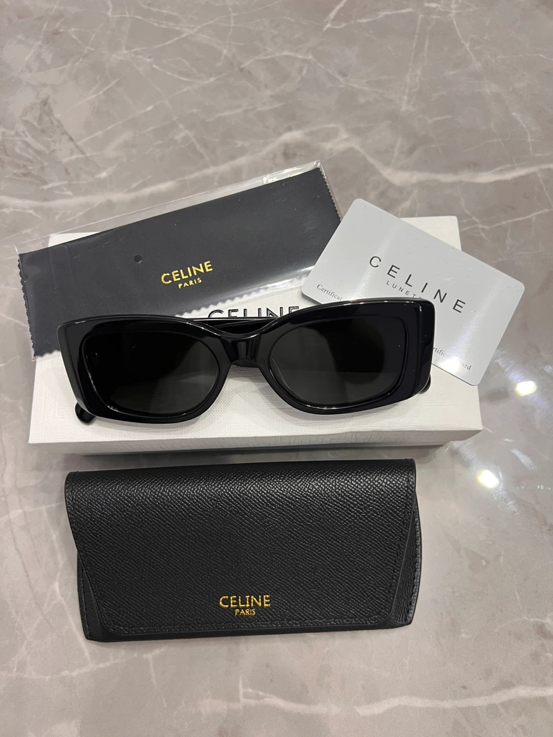 CELINE PARIS Black Acetate Sunglasses