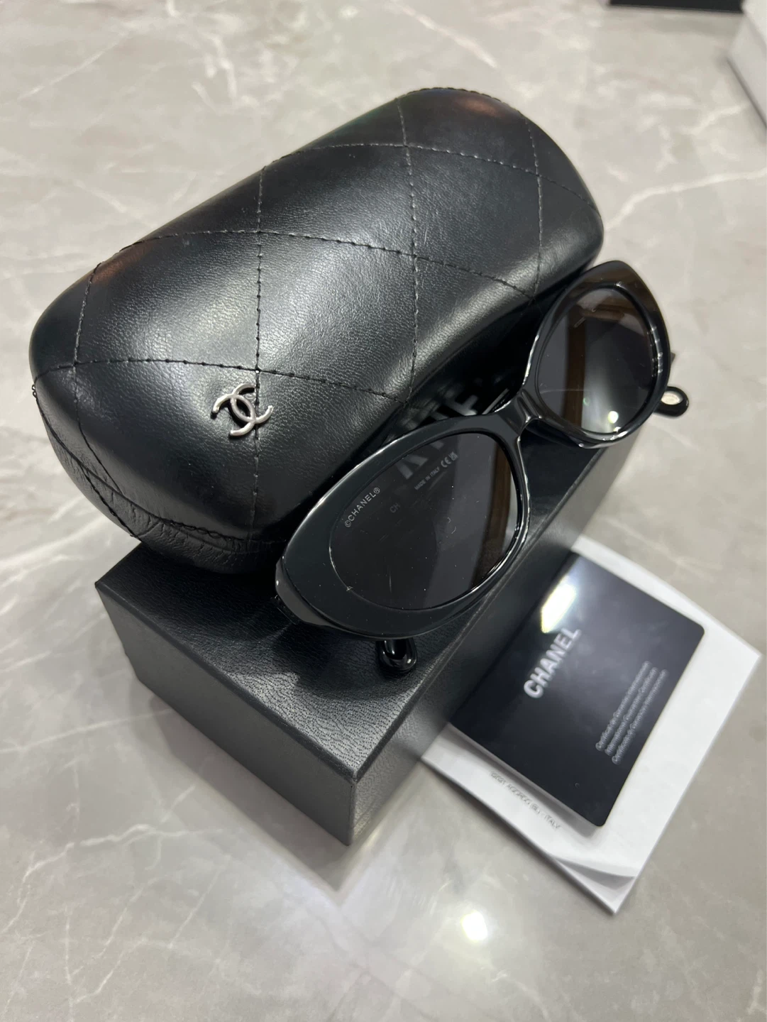 CHANEL Black Cat Eye Sunglasses with Bows - photo 2