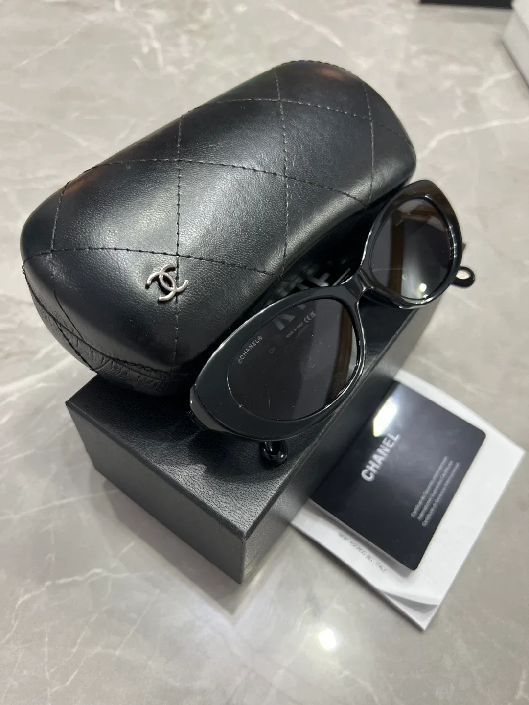 CHANEL Black Cat Eye Sunglasses with Bows - photo 2