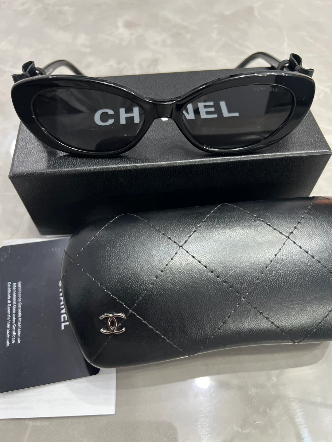 CHANEL Black Cat Eye Sunglasses with Bows - photo 5
